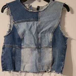Zara Patchwork Denim Sleeveless Top
